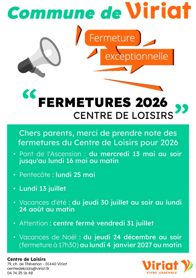 Fermetures 2026 CDL